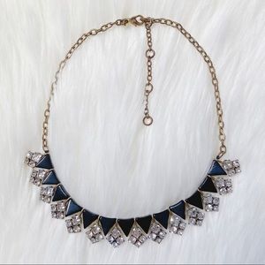 J Crew Statement Necklace with Gems Black Stones